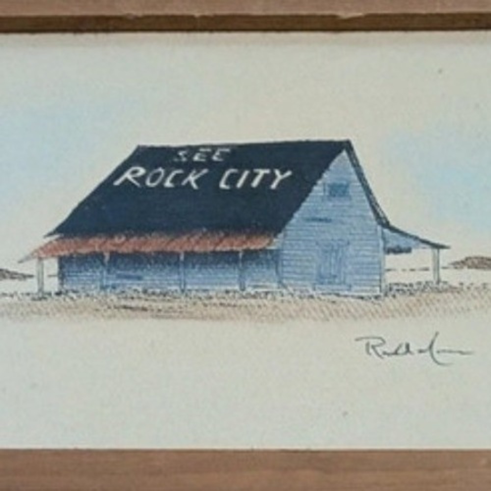 Vintage See Rock City Barn Signed Art Framed Americana Roadside Souvenir Print